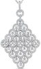 ESTATE LARGE 3.8CT DIAMOND 18K WHITE GOLD OPEN FILIGREE ELONGATED SQUARE PENDANT