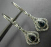 ESTATE .69CT DIAMOND & SAPPHIRE 14K WHITE GOLD TEAR DROP FLOWER HANGING EARRINGS