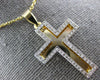 ESTATE .52CT DIAMOND 14KT TWO TONE GOLD 3D CLASSIC DOUBLE PLATED CROSS PENDANT