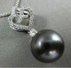 ESTATE .50CT DIAMOND & AAA TAHITIAN PEARL 18KT WHITE GOLD FLOATING HEART PENDANT