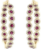 2.02CT DIAMOND & AAA RUBY 14KT YELLOW GOLD 3D MULTI FLOWER HOOP HANGING EARRINGS