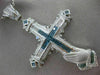 ESTATE MASSIVE 10.0CT WHITE & BLUE DIAMOND 14K WHITE GOLD FILIGREE CROSS PENDANT