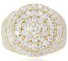 LARGE 4.31CT DIAMOND 14K YELLOW GOLD ROUND MULTI CIRCULAR FLORAL UNISEX FUN RING