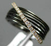 ESTATE WIDE .15CT DIAMOND 18KT ROSE & BLACK GOLD MULTI ROW CRISS CROSS LOVE RING