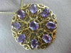 ANTIQUE VICTORIAN 14CT AAA AMETHYST 14KT YELLOW GOLD FLOWER PIN BROOCH #19164