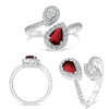 LARGE 1.19CT DIAMOND & AAA RUBY 14K WHITE GOLD PEAR SHAPE ROUND CRISS CROSS RING