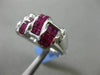 ESTATE WIDE 4.02CT DIAMOND & EXTRA FACET RUBY 18KT WHITE GOLD DOUBLE SIDED RING