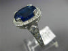 ESTATE LARGE 9.14CT DIAMOND & AAA SAPPHIRES 14KT WHITE GOLD OVAL ENGAGEMENT RING