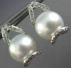ESTATE LARGE .4CT DIAMOND & AAA SOUTH SEA PEARLS 18K WHITE GOLD HANGING EARRINGS