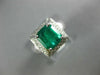 ESTATE LARGE 2.45CT DIAMOND & AAA EMERALD 18K WHITE GOLD PYRAMID ENGAGEMENT RING
