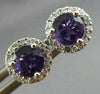 ESTATE 1.02CT DIAMOND & AAA AMETHYST 14KT WHITE GOLD ROUND HALO STUD EARRINGS