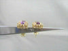 ESTATE RECTANGLE 3.5CT DIAMOND & AMETHYST 14K YELLOW GOLD EARRINGS