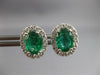 LARGE 2.43CT DIAMOND & AAA COLUMBIAN EMERALD 18KT WHITE GOLD OVAL STUD EARRINGS