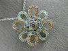 ESTATE 1.05CT WHITE & PINK DIAMOND 18K 2 TONE GOLD 3D FLOWER BY THE YARD PENDANT