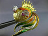 ANTIQUE EXTRA LARGE 1.16CT DIAMOND & RUBY 18KT TWO TONE GOLD FISH BROOCH #21891