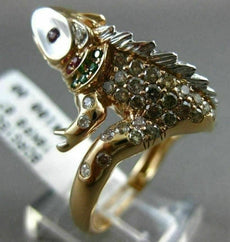 1.34CT FANCY COLOR DIAMOND & MULTI COLOR GEM 18KT WHITE & ROSE GOLD IGUANA RING