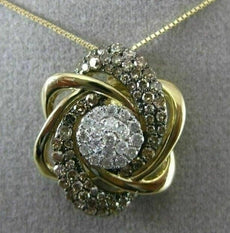 ESTATE LARGE 1.0CT DIAMOND 14K YELLOW GOLD FLOWER STAR OF DAVID FLOATING PENDANT