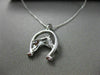 ESTATE .19CT DIAMOND 14K WHITE GOLD HORSE SHOE LUCKY FLOATING PENDANT WITH CHAIN