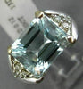 LARGE 3.32CT DIAMOND & AAA AQUAMARINE 14K 2 TONE GOLD TRIANGULAR ENGAGEMENT RING