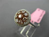 WIDE .97CT WHITE & PINK DIAMOND 18KT WHITE & ROSE GOLD CLUSTER HALO FLOWER RING
