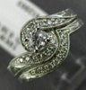 ESTATE WIDE .50CT DIAMOND 14K WHITE GOLD 3D FILIGREE WEDDING ENGAGEMENT RING SET