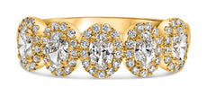 .86CT DIAMOND 18KT YELLOW GOLD OVAL & ROUND SEM ETERNITY FLOWER ANNIVERSARY RING