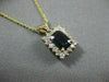 ESTATE 1.27CT DIAMOND & SAPPHIRE EMERALD CUT CLUSTER 14K Y GOLD PENDANT #6742