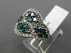ESTATE WIDE 2.0CT ROUND WHITE & FANCY BLUE DIAMOND 14K WHITE GOLD 3D FLOWER RING