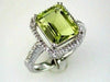 ESTATE 4.75CT DIAMOND & AAA LEMON QUARTZ 14KT WHITE GOLD 3D SQUARE HALO FUN RING