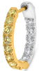 .90CT WHITE & FANCY YELLOW DIAMOND 14KT 2 TONE GOLD 3D INSIDE OUT HOOP EARRINGS