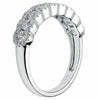 ESTATE WIDE .82CT DIAMOND 18K WHITE GOLD THREE ROW SEMI WEDDING ANNIVERSARY RING