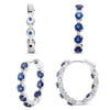 4.10CT DIAMOND & AAA SAPPHIRE 14KT WHITE GOLD ROUND HUGGIE HOOP HANGING EARRINGS