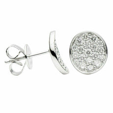 ESTATE .92CT DIAMOND 18KT WHITE GOLD 3D CLASSIC ROUND CLUSTER STUD EARRINGS