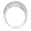 WIDE 1.67CT DIAMOND 18K WHITE GOLD MULTI ROW PAVE ROUND WEDDING ANNIVERSARY RING