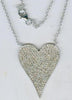 ESTATE 1.89CT DIAMOND 14KT WHITE GOLD 3D CLASSIC ROUND PAVE HEART LOVE NECKLACE