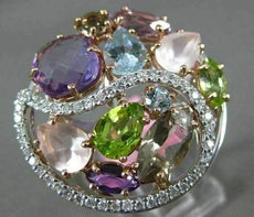 ESTATE LARGE 5.0CT DIAMOND & MULTI GEM 14KT WHITE & ROSE GOLD 3D CLUSTER RING