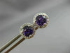 ESTATE 1.02CT DIAMOND & AAA AMETHYST 14KT WHITE GOLD ROUND HALO STUD EARRINGS