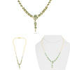 2.56CT DIAMOND & AAA EMERALD 14KT YELLOW GOLD MULTI LEAF FLORAL TENNIS NECKLACE