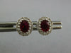 1CT DIAMOND & AAA RUBY 18KT WHITE GOLD OVAL & ROUND FLOWER CLASSIC STUD EARRINGS