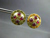 ANTIQUE LARGE 2.50CT AAA ROUND RUBY 18KT YELLOW GOLD CABOCHON EARRINGS #19166