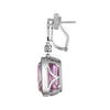 LARGE 44.02CT DIAMOND & AAA KUNZITE 18KT WHITE GOLD CUSHION & ROUND FUN EARRINGS