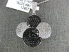 ESTATE LARGE 1.39CT WHITE & BLACK DIAMOND 18KT WHITE GOLD 3D FLOWER LOVE PENDANT