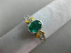 ESTATE .83CT DIAMOND & EMERALD 14K TWO TONE GOLD OVAL SEMI BEZEL ENGAGEMENT RING