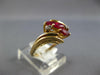 .77CT DIAMOND & AAA RUBY 14KT YELLOW GOLD MARQUISE & ROUND 3 STONE DIAGONAL RING