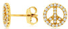 ESTATE .25CT DIAMOND 14KT YELLOW GOLD CLASSIC CIRCULAR PEACE SIGN STUD EARRINGS