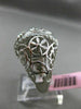 ESTATE MASSIVE .25CT DIAMOND 14KT WHITE GOLD 3D OPEN FILIGREE FLOWER LEAF RING