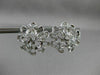 ANTIQUE LARGE 1.36CT DIAMOND 14KT WHITE GOLD 3D FLOWER EARRINGS STUNNING! #19466