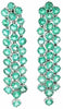 LARGE 23.68CT AAA EMERALD 18KT WHITE GOLD 3D MULTI ROW CLIP ON HANGING EARRINGS