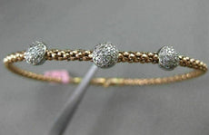 ESTATE .35CT DIAMOND 14KT WHITE & ROSE GOLD PAST PRESENT FUTURE BANGLE BRACELET
