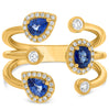 LARGE 1.14CT DIAMOND & AAA SAPPHIRE 14KT YELLOW GOLD MULTI SHAPE HALO BEZEL RING